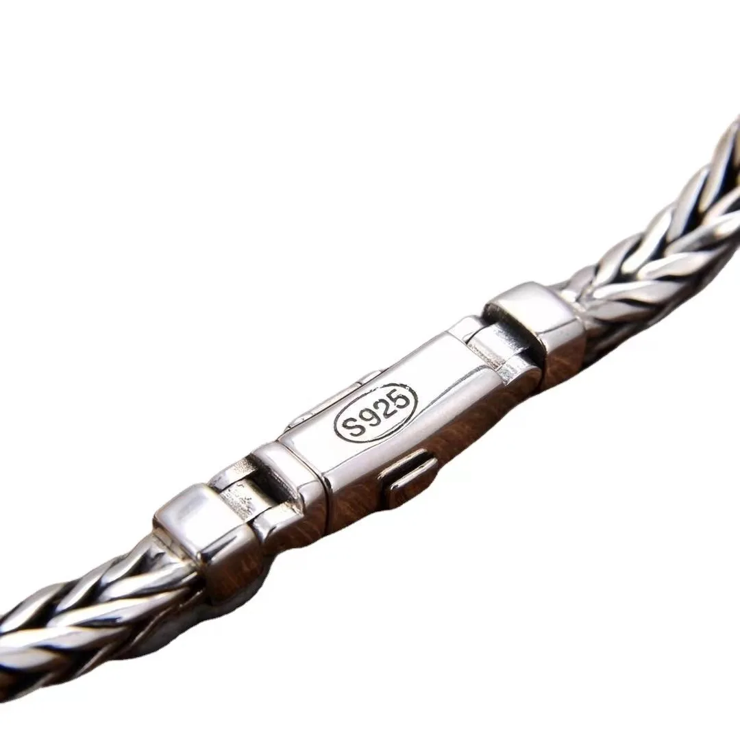 S925 Silver Factory Price handwoven vintage overbearing style personality keel bracelet men's and women's fashion jewelry gift