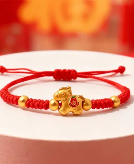 Lucky Red Rope Zodiac Horse Pendant Bracelet for Women Men 2026 Handmade Braided Adjustable Bracelet Couple Jewelry Gifts 1