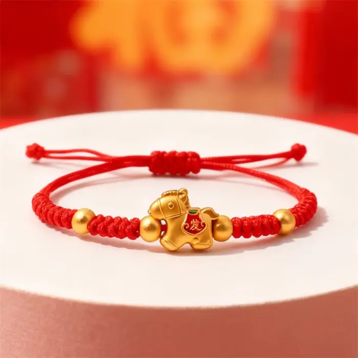Lucky Red Rope Zodiac Horse Pendant Bracelet for Women Men 2026 Handmade Braided Adjustable Bracelet Couple Jewelry Gifts 1