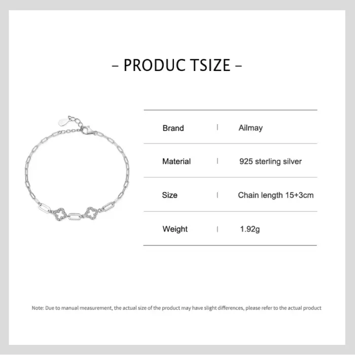 Ailmay Real 925 Sterling Silver Charm Lucky Grass Cubic Zirconia Adjustable Bracelet For Women Classic Wedding Statement Jewelry 5 Ailmay Real 925 Sterling Silver Charm Lucky Grass Cubic Zirconia Adjustable Bracelet For Women Classic Wedding Statement Jewelry 5