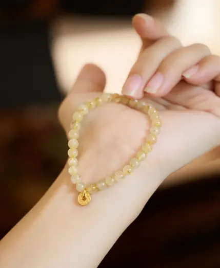 Natural Golden Rutilated Quartz Beads Beaded Strand Stretch Money Bracelet for Women Lucky Ancient Gold Coins Charm Bangle 1641 1 Natural Golden Rutilated Quartz Beads Beaded Strand Stretch Money Bracelet for Women Lucky Ancient Gold Coins Charm Bangle 1641 1