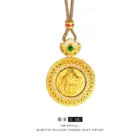 New Chinese style 9999 24K real gold hollow filament point diamond rotatable yellow wealth god compass pendant rope necklace 5