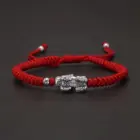 Handmade 999 Pure Silver Feng Shui Pixiu Charms Rope Braided Bracelet Good Luck Wealth Unisex Wristband Friendship Jewelry Gift 3