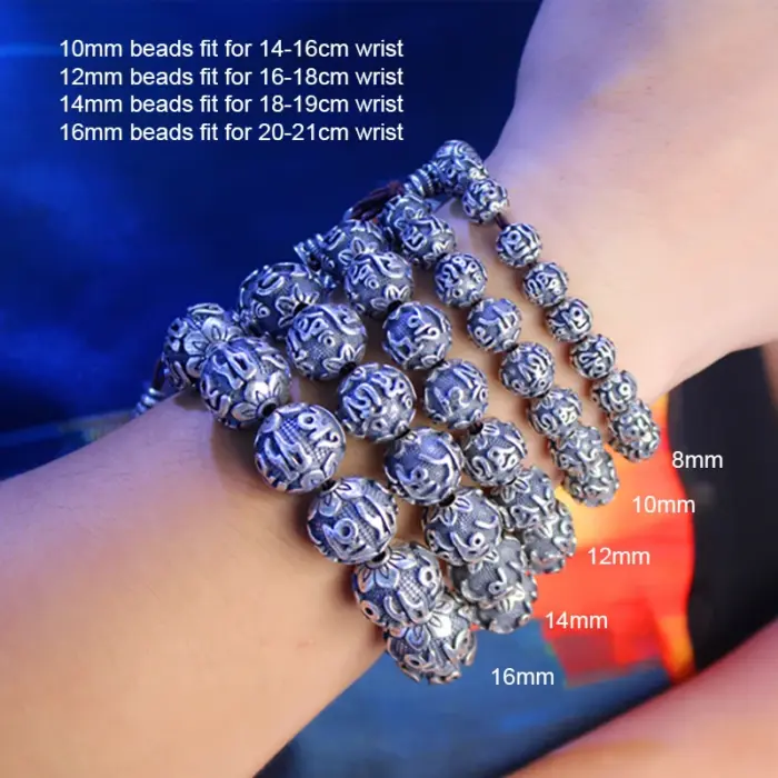 Sanskrit Six Words Engraved Buddha Bracelet OM Mala Beads Bracelets For Men And Women Mantra Prayer Buddhism Jewelry 2