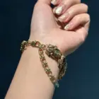 Vintage Jewelry Lucky Toad Bracelets For Women Green Red Agate Antique Gold Color Charm 2025 Accessories Mothers Day Gift New 4