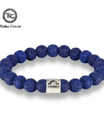 Men 12 Zodiac Signs 8mm Beads Bracelets Handmade Vintage Blue Lava Stone Beads Elastic Bangles Women Jewelry Gifts Drop Shipping 1