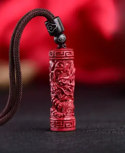 Luxury Red Cinnabar Chinese Zodiac Pendant Heart Sutra Gemstone Necklace Real Natural Jewelry Women Accessories Energy Gifts 1