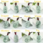 Burma Jadeite Pendant Hand Carved Lucky Amulet Chinese Zodiac Jade Necklace With Chain For Men Women Gift Drop Shipping 1