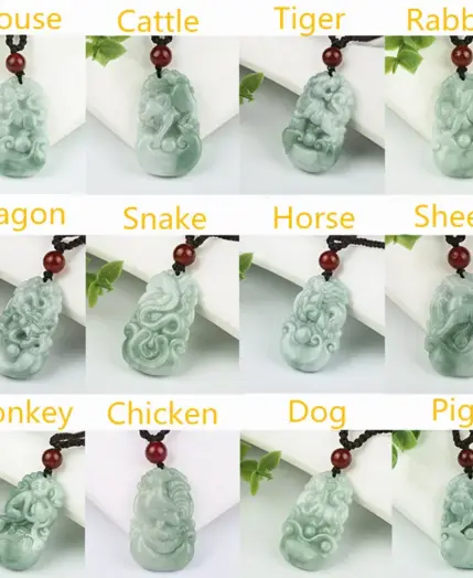 Burma Jadeite Pendant Hand Carved Lucky Amulet Chinese Zodiac Jade Necklace With Chain For Men Women Gift Drop Shipping 1