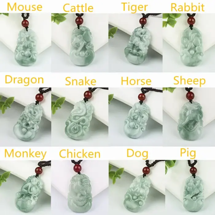 Burma Jadeite Pendant Hand Carved Lucky Amulet Chinese Zodiac Jade Necklace With Chain For Men Women Gift Drop Shipping 1