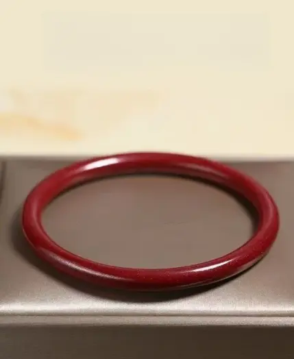 Natural Raw Cinnabar Bracelet Women's Thin Round Strip Plain Circle Bracelet 4