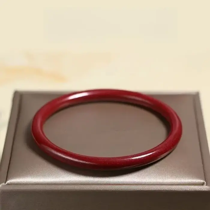 Natural Raw Cinnabar Bracelet Women's Thin Round Strip Plain Circle Bracelet 4 Natural Raw Cinnabar Bracelet Women's Thin Round Strip Plain Circle Bracelet 4