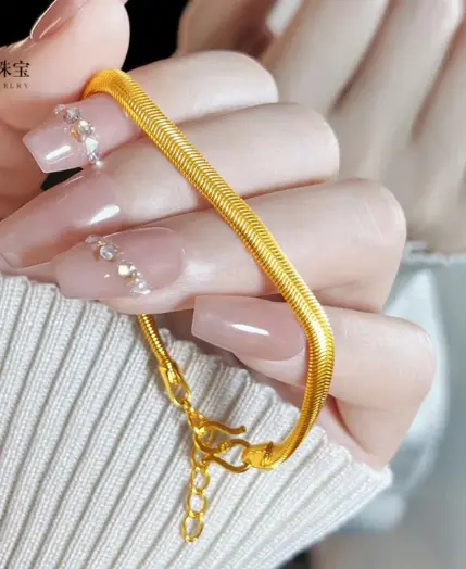 AU999 24K Gold Snake Bone Bracelet for Women: Exquisite Elegance Wrapped Around Your Wrist 1