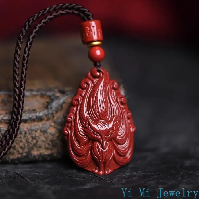 Classic Chinese Style Natural Red Organic Cinnabar Fox Pendant Necklace Lucky Amulet Jewelry Accessories Free Shipping Everythin 5