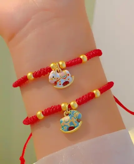 2026 New Year Zodiac Horse Lucky Braided Rope Bracelet Chinese Style Red Thread String Adjustable Bracelets Blessing Jewelry 1