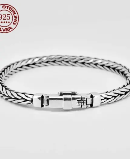 S925 Silver Factory Price handwoven vintage overbearing style personality keel bracelet men's and women's fashion jewelry gift 1