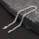 3.3mm 925 Sterling Silver Classic Twist Rope Chain Link Bracelet Unisex Diamond-Cut Braided Rope Bracelet Fashion Jewelry 2