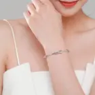 Ailmay 100% 925 Sterling Silver Lovely Bow-Knot Bracelets For Women Dazzling Clear CZ Cute Fine Jewelry Women Girl Gift 2