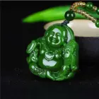Chinese Green Jade Maitreya Buddha Pendant Necklace Charm Jadeite Jewelry Carved Amulet Fashion Accessories Gifts for Women Men 3