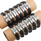 12pcs/Set 12 Zodiac Signs Bracelet for Men Women Virgo Libra Scorpio Taurus Bracelet Mens Leather Bracelets Fashion Jewelry 1
