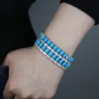 2023 Summer New High Quality Women Jewelry Geometric Oval Blue Turquoises Stone Tennis Bracelet For Women 6
