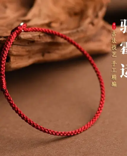 Red String Zodiac Year S925 Sterling Silver Auspicious Peace Buckle Wine Red Bracelet Lucky Hand Rope Original New Year Gift 3