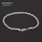 3.3mm 925 Sterling Silver Classic Twist Rope Chain Link Bracelet Unisex Diamond-Cut Braided Rope Bracelet Fashion Jewelry 1