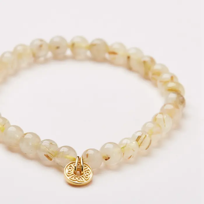 Natural Golden Rutilated Quartz Beads Beaded Strand Stretch Money Bracelet for Women Lucky Ancient Gold Coins Charm Bangle 1641 6 Natural Golden Rutilated Quartz Beads Beaded Strand Stretch Money Bracelet for Women Lucky Ancient Gold Coins Charm Bangle 1641 6