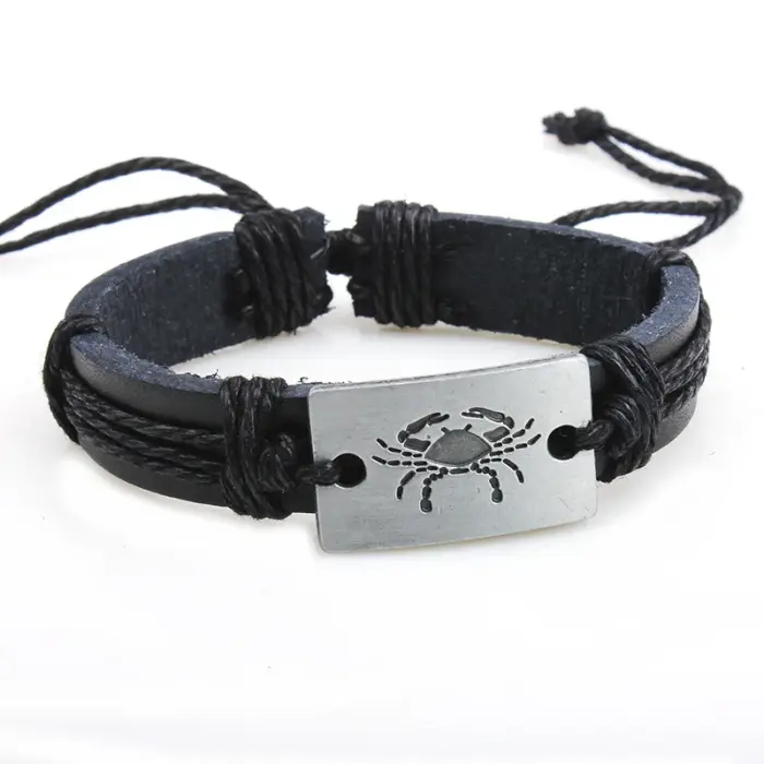 12pcs/Set 12 Zodiac Signs Bracelet for Men Women Virgo Libra Scorpio Taurus Bracelet Mens Leather Bracelets Fashion Jewelry 5