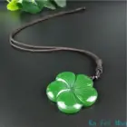 Natural Green Chinese Jade Clover Pendant Necklace Fashion Accessories Charm Jewelry Carved Amulet Gifts for Her Women Men 2