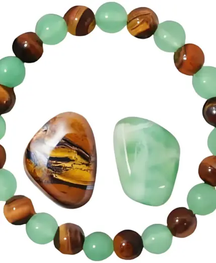Money Attracting Bracelet, Wealth Luck Bracelet with Green Aventurine Tiger Eye 3