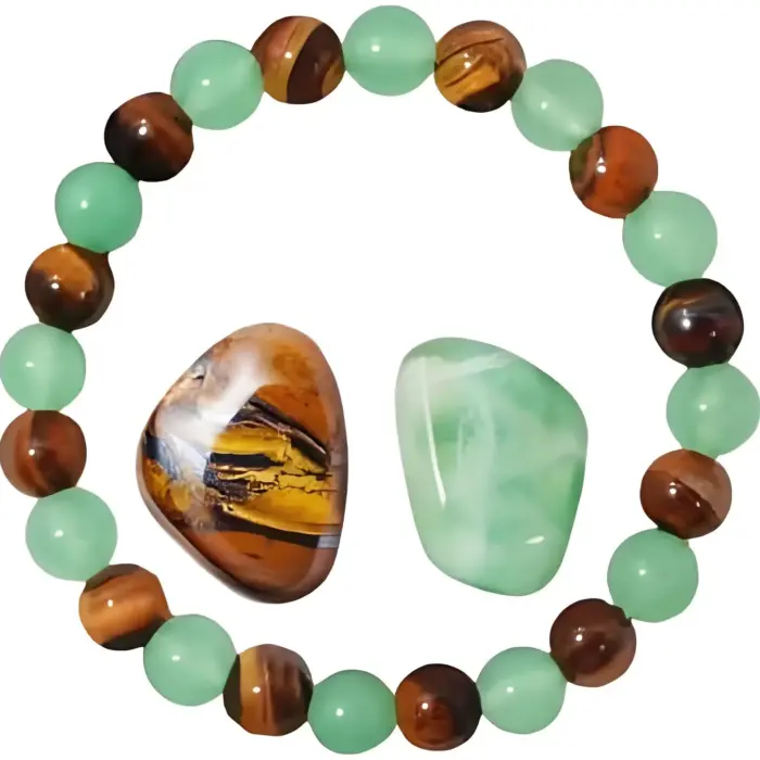 Money Attracting Bracelet, Wealth Luck Bracelet with Green Aventurine Tiger Eye 3