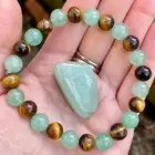 Money Attracting Bracelet, Wealth Luck Bracelet with Green Aventurine Tiger Eye 6