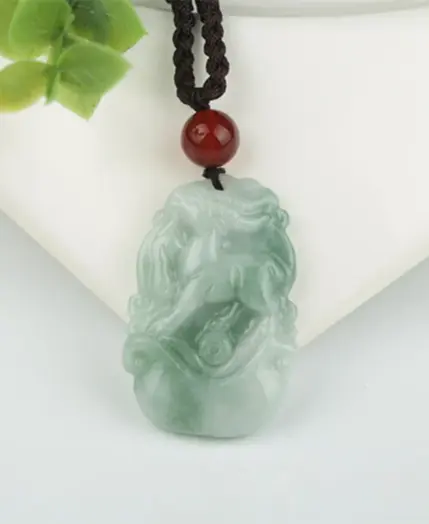Burma Jadeite Pendant Hand Carved Lucky Amulet Chinese Zodiac Jade Necklace With Chain For Men Women Gift Drop Shipping 3