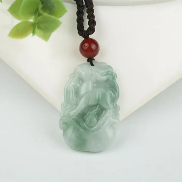 Burma Jadeite Pendant Hand Carved Lucky Amulet Chinese Zodiac Jade Necklace With Chain For Men Women Gift Drop Shipping 3