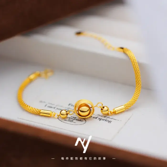 Women's Bird's Nest Lucky Bead Bracelet, 24K Gold, AU999 | 3 Women's Bird's Nest Lucky Bead Bracelet, 24K Gold, AU999 | 3