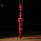 Natural Cinnabar Vajra Pestle Pendant Men Keychain Women Necklace High-end Purple Gold Sand Lucky Amulet Gift 1