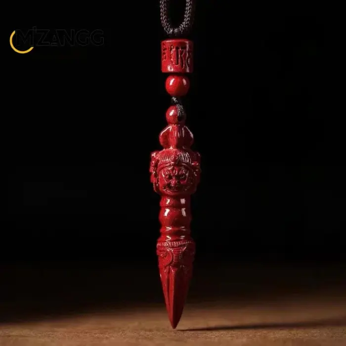 Natural Cinnabar Vajra Pestle Pendant Men Keychain Women Necklace High-end Purple Gold Sand Lucky Amulet Gift 1