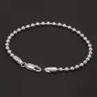 Real 925 Sterling Silver Handmade 3mm Bead Ball Strand Chain Bracelet Unisex Simple Classic Fashion Charm Hand Jewelry 2