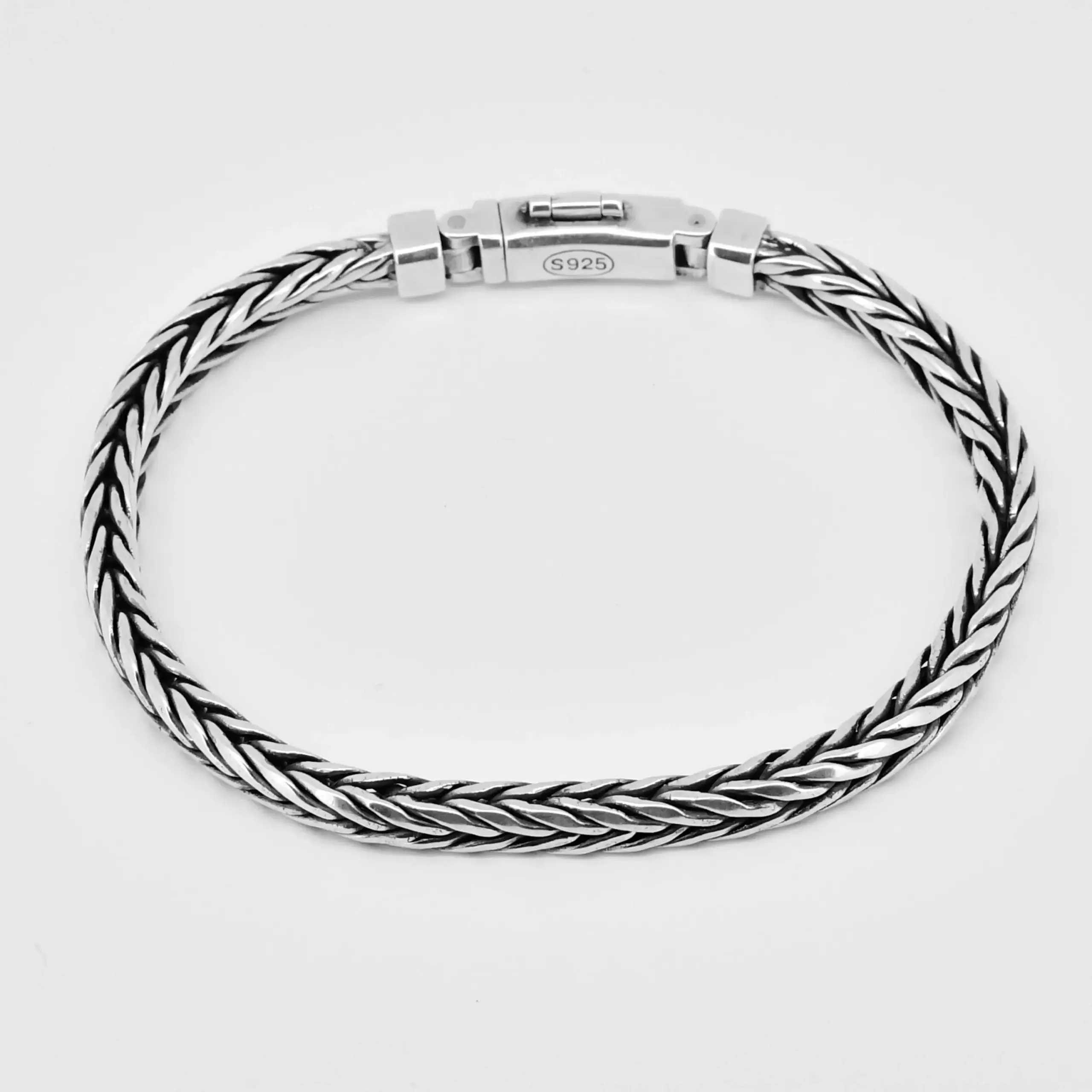 S925 Silver Factory Price handwoven vintage overbearing style personality keel bracelet men's and women's fashion jewelry gift