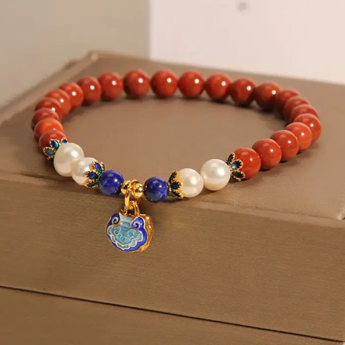 Nanhong Agate Zodiac Year Bracelet Women Cloisonné Ethnic Longevity Locket Artisan Jewelry Gift for Girlfriend Best Friend Gifts 4 Nanhong Agate Zodiac Year Bracelet Women Cloisonné Ethnic Longevity Locket Artisan Jewelry Gift for Girlfriend Best Friend Gifts 4