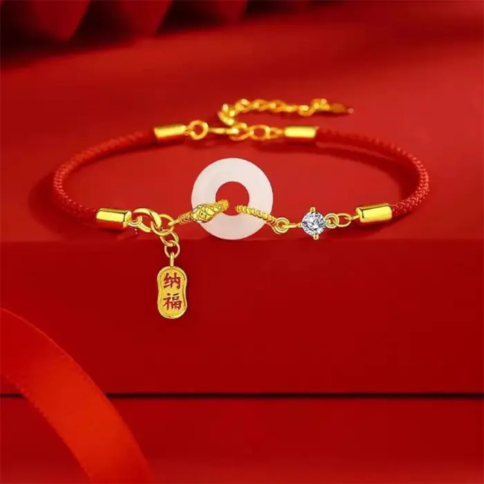 【A-Beautiful】Fashion Lucky Red Rope Snake Pendant Bracelet For Women Chinese Zodiac Snake Year Braided Bracelets New Year Gifts 3