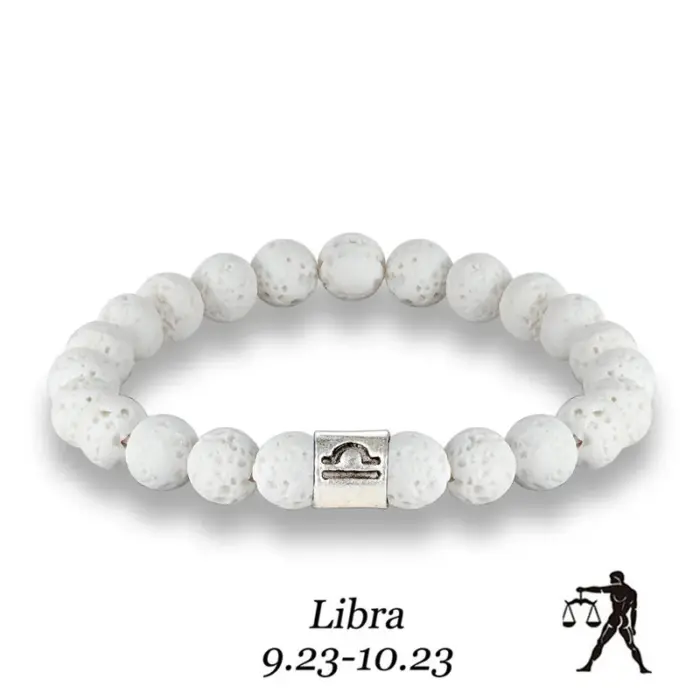 New 12 Zodiac Signs 8mm Beads Bracelets Handmade Vintage White Lava Stone Beads Elastic Bracelets Jewelry For Men Women Jewelry 5