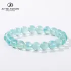JD Natural Stone Blue Green Fluorite Healing Bracelets For Women Genuine Reiki Crystal Stretch Bangles Girlfriend Party Jewelry 1