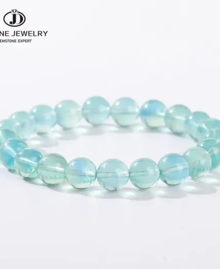 JD Natural Stone Blue Green Fluorite Healing Bracelets For Women Genuine Reiki Crystal Stretch Bangles Girlfriend Party Jewelry 1