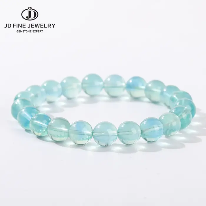 JD Natural Stone Blue Green Fluorite Healing Bracelets For Women Genuine Reiki Crystal Stretch Bangles Girlfriend Party Jewelry 1