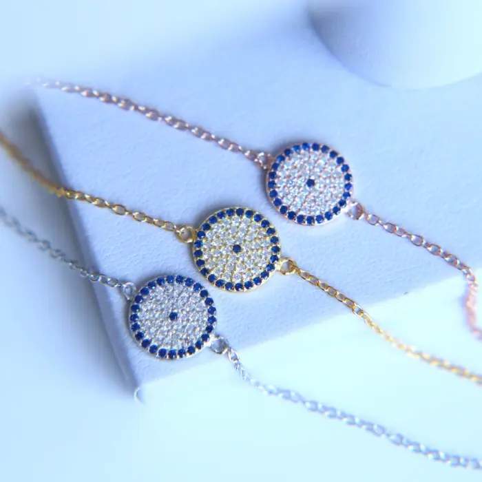 Classic 925 Sterling Silver Women Jewelry Geometric Round Evil Eye Charm Lovely Bracelet 3 Classic 925 Sterling Silver Women Jewelry Geometric Round Evil Eye Charm Lovely Bracelet 3
