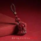 Customized Cinnabar Lotus Pixiu Key Chain Organic Jewellery Carved Fashion Chinese Charm Gifts Amulet Bag Buckle Pendant Red 3