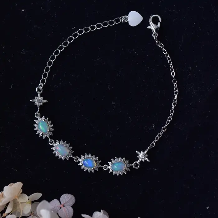 ITSMOS Natural Blue Green Opal Silver Bracelet Lucky wheel Pendant Swing Charm Bangle Classic Jewelry for women special Gift 2 ITSMOS Natural Blue Green Opal Silver Bracelet Lucky wheel Pendant Swing Charm Bangle Classic Jewelry for women special Gift 2