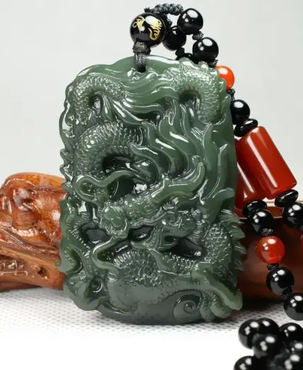 hotan wealth body protection field real jade pendant zodiac wealth dragon carving chinese dragon pendant male real wealth 1